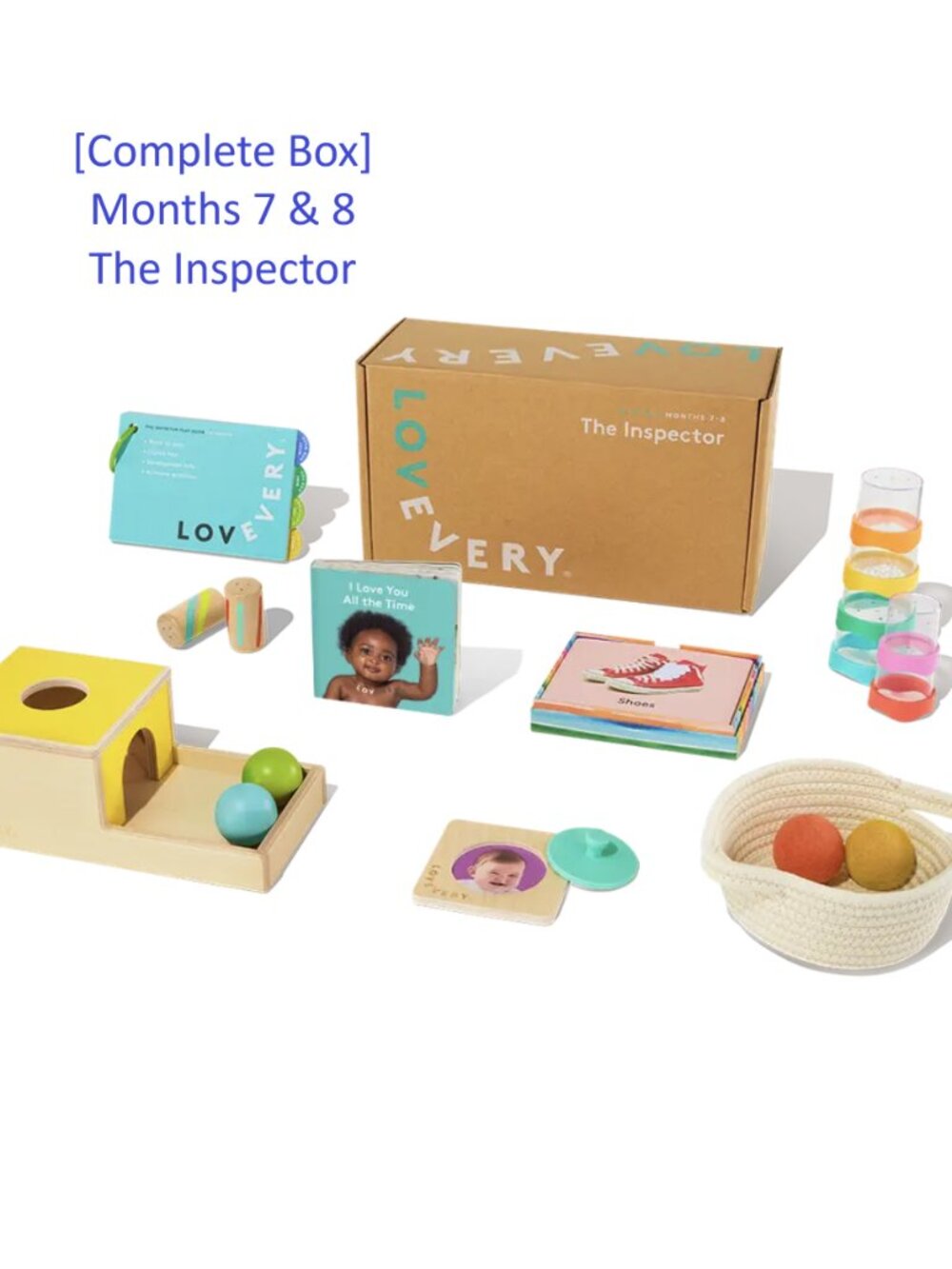LOVEVERY Months 7 & 8 *COMPLETE* Play Kit The Inspector, stacking cups, puzzle